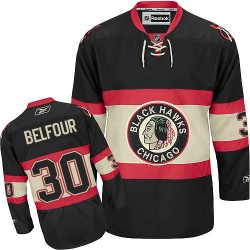 Adult Authentic Chicago Blackhawks ED Belfour Black New Third Official Reebok Jersey