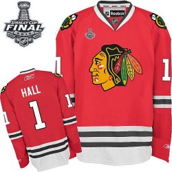 Adult Premier Chicago Blackhawks Glenn Hall Red Home 2015 Stanley Cup Official Reebok Jersey