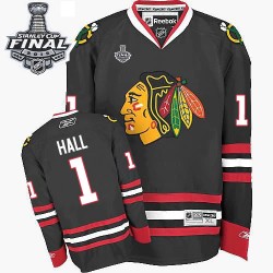 Adult Authentic Chicago Blackhawks Glenn Hall Black Third 2015 Stanley Cup Official Reebok Jersey