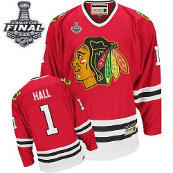 Adult Authentic Chicago Blackhawks Glenn Hall Red Throwback 2015 Stanley Cup Official CCM Jersey