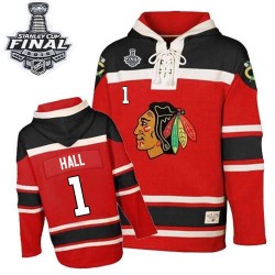 Chicago Blackhawks Glenn Hall Official Red Old Time Hockey Authentic Adult Sawyer Hooded Sweatshirt 2015 Stanley Cup Jersey
