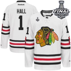 Adult Premier Chicago Blackhawks Glenn Hall White 2015 Winter Classic 2015 Stanley Cup Official Reebok Jersey