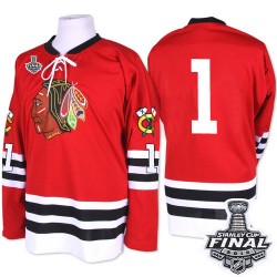 Adult Authentic Chicago Blackhawks Glenn Hall Red 1960-61 Throwback 2015 Stanley Cup Official Mitchell and Ness Jersey