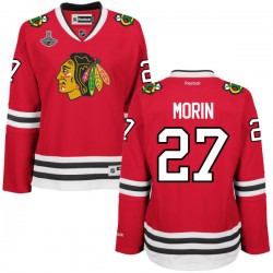 Women's Authentic Chicago Blackhawks Jeremy Morin Red Home 2015 Stanley Cup Champions Official Reebok Jersey