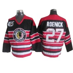 Adult Authentic Chicago Blackhawks Jeremy Roenick Red/Black Throwback 75TH Official CCM Jersey