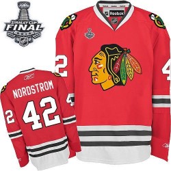 Adult Premier Chicago Blackhawks Joakim Nordstrom Red Home 2015 Stanley Cup Official Reebok Jersey