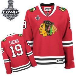 Women's Authentic Chicago Blackhawks Jonathan Toews Red Home 2015 Stanley Cup Official Reebok Jersey