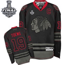 Adult Authentic Chicago Blackhawks Jonathan Toews Black Ice 2015 Stanley Cup Official Reebok Jersey