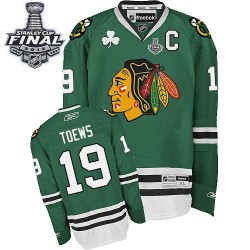 Youth Premier Chicago Blackhawks Jonathan Toews Green 2015 Stanley Cup Official Reebok Jersey