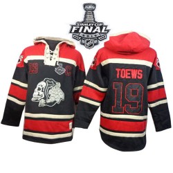Chicago Blackhawks Jonathan Toews Official Black Old Time Hockey Authentic Adult Sawyer Hooded Sweatshirt 2015 Stanley Cup Jerse