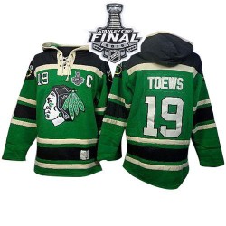 Chicago Blackhawks Jonathan Toews Official Green Old Time Hockey Authentic Adult Sawyer Hooded Sweatshirt 2015 Stanley Cup Jerse