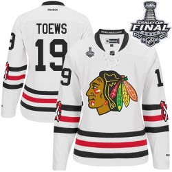 Women's Authentic Chicago Blackhawks Jonathan Toews White 2015 Winter Classic 2015 Stanley Cup Official Reebok Jersey