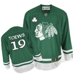 Adult Authentic Chicago Blackhawks Jonathan Toews Green St Patty's Day Official Reebok Jersey