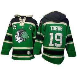 Chicago Blackhawks Jonathan Toews Official Green Old Time Hockey Authentic Adult Sawyer Hooded Sweatshirt Jersey
