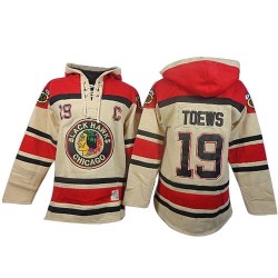 Chicago Blackhawks Jonathan Toews Official White Old Time Hockey Authentic Adult Sawyer Hooded Sweatshirt Jersey