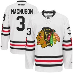 Adult Premier Chicago Blackhawks Keith Magnuson White 2015 Winter Classic Official Reebok Jersey