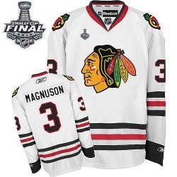 Adult Authentic Chicago Blackhawks Keith Magnuson White Away 2015 Stanley Cup Official Reebok Jersey