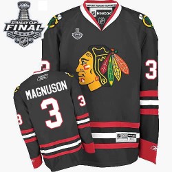 Adult Premier Chicago Blackhawks Keith Magnuson Black Third 2015 Stanley Cup Official Reebok Jersey