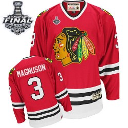 Adult Premier Chicago Blackhawks Keith Magnuson Red Throwback 2015 Stanley Cup Official CCM Jersey