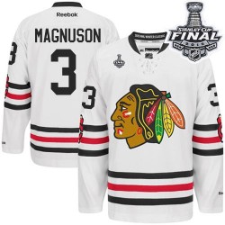 Adult Authentic Chicago Blackhawks Keith Magnuson White 2015 Winter Classic 2015 Stanley Cup Official Reebok Jersey