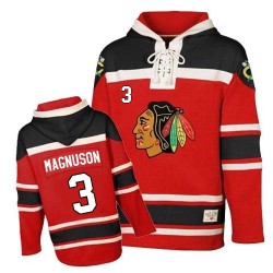 Chicago Blackhawks Keith Magnuson Official Red Old Time Hockey Authentic Adult Sawyer Hooded Sweatshirt Jersey