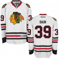 Women's Authentic Chicago Blackhawks Kyle Baun White Away Official Reebok Jersey