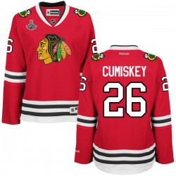 Women's Authentic Chicago Blackhawks Kyle Cumiskey Red Home 2015 Stanley Cup Champions Official Reebok Jersey