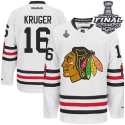 Adult Authentic Chicago Blackhawks Marcus Kruger White 2015 Winter Classic 2015 Stanley Cup Official Reebok Jersey