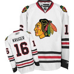 Adult Authentic Chicago Blackhawks Marcus Kruger White Away Official Reebok Jersey