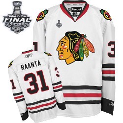 Adult Premier Chicago Blackhawks Antti Raanta White Away 2015 Stanley Cup Official Reebok Jersey