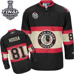 Adult Authentic Chicago Blackhawks Marian Hossa Black Winter Classic 2015 Stanley Cup Official Reebok Jersey