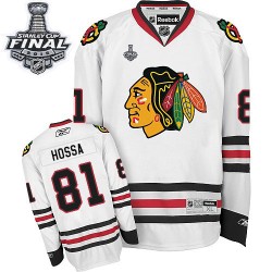 Women's Premier Chicago Blackhawks Marian Hossa White Away 2015 Stanley Cup Official Reebok Jersey