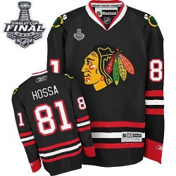 Women's Authentic Chicago Blackhawks Marian Hossa Black Third 2015 Stanley Cup Official Reebok Jersey