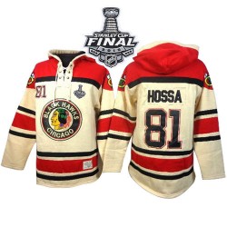 Chicago Blackhawks Marian Hossa Official White Old Time Hockey Premier Adult Sawyer Hooded Sweatshirt 2015 Stanley Cup Jersey