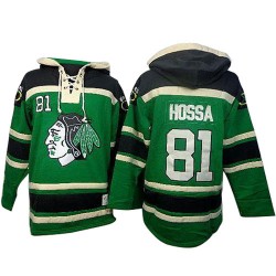 Chicago Blackhawks Marian Hossa Official Green Old Time Hockey Authentic Adult St. Patrick's Day McNary Lace Hoodie Jersey