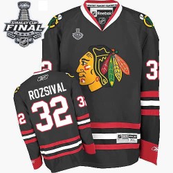 Adult Authentic Chicago Blackhawks Michal Rozsival Black Third 2015 Stanley Cup Official Reebok Jersey