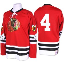 Adult Authentic Chicago Blackhawks Niklas Hjalmarsson Red 1960-61 Throwback Official Mitchell and Ness Jersey
