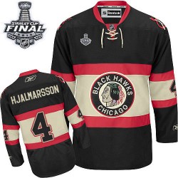 Adult Premier Chicago Blackhawks Niklas Hjalmarsson Black New Third 2015 Stanley Cup Official Reebok Jersey