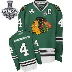 Adult Authentic Chicago Blackhawks Niklas Hjalmarsson Green 2015 Stanley Cup Official Reebok Jersey