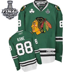Youth Premier Chicago Blackhawks Patrick Kane Green 2015 Stanley Cup Official Reebok Jersey