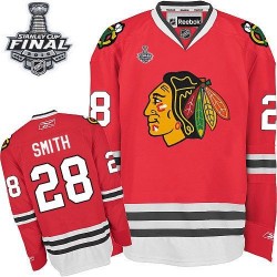 Adult Premier Chicago Blackhawks Ben Smith Red Home 2015 Stanley Cup Official Reebok Jersey