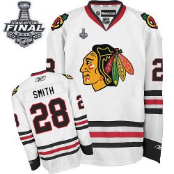 Adult Authentic Chicago Blackhawks Ben Smith White Away 2015 Stanley Cup Official Reebok Jersey