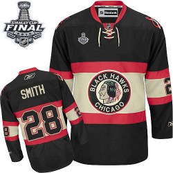 Adult Authentic Chicago Blackhawks Ben Smith Black New Third 2015 Stanley Cup Official Reebok Jersey