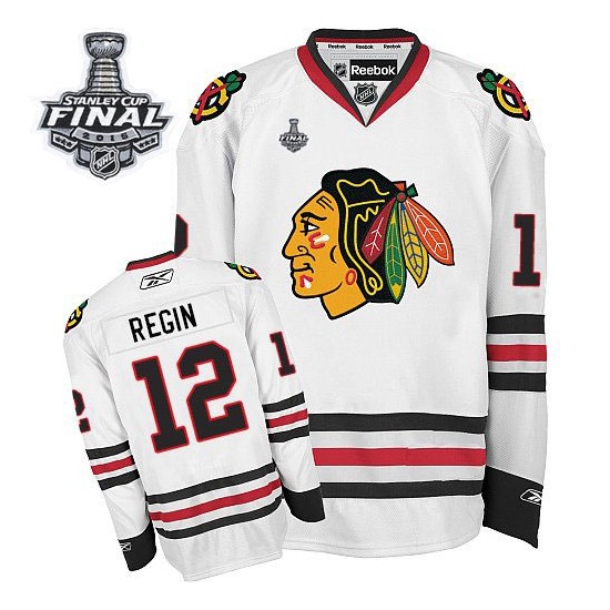 Adult Premier Chicago Blackhawks Peter Regin White Away 2015 Stanley Cup Official Reebok Jersey