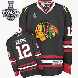 Adult Authentic Chicago Blackhawks Peter Regin Black Third 2015 Stanley Cup Official Reebok Jersey