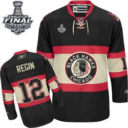 Adult Authentic Chicago Blackhawks Peter Regin Black New Third 2015 Stanley Cup Official Reebok Jersey