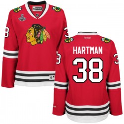 Women's Premier Chicago Blackhawks Ryan Hartman Red Home 2015 Stanley Cup Champions Official Reebok Jersey