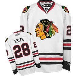 Adult Authentic Chicago Blackhawks Ben Smith White Away Official Reebok Jersey