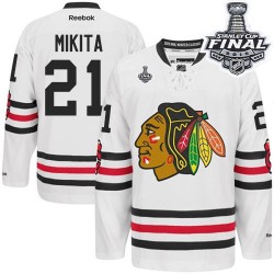 Adult Authentic Chicago Blackhawks Stan Mikita White 2015 Winter Classic 2015 Stanley Cup Official Reebok Jersey