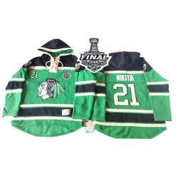 Chicago Blackhawks Stan Mikita Official Green Old Time Hockey Authentic Adult St. Patrick's Day McNary Lace Hoodie 2015 Stanley 